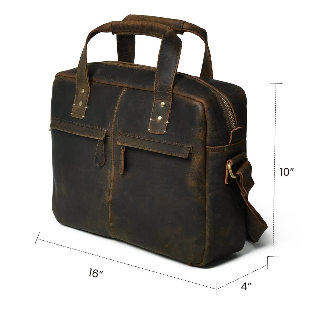 Perkins Handmade Buffalo Leather Office Briefcase