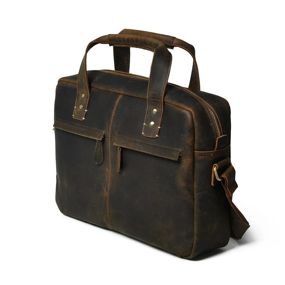 Perkins Handmade Buffalo Leather Office Briefcase