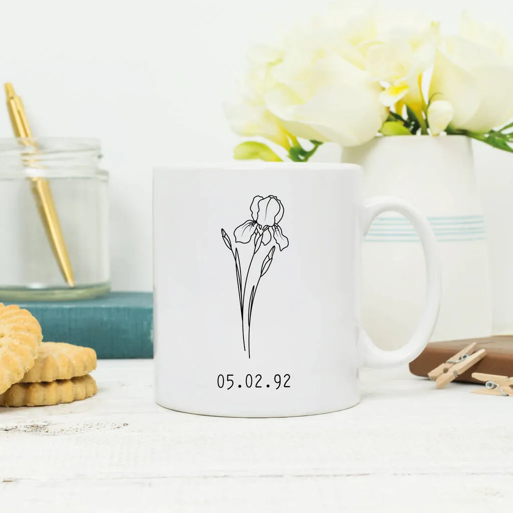 Personalised Birth Flower Mug With Birthday