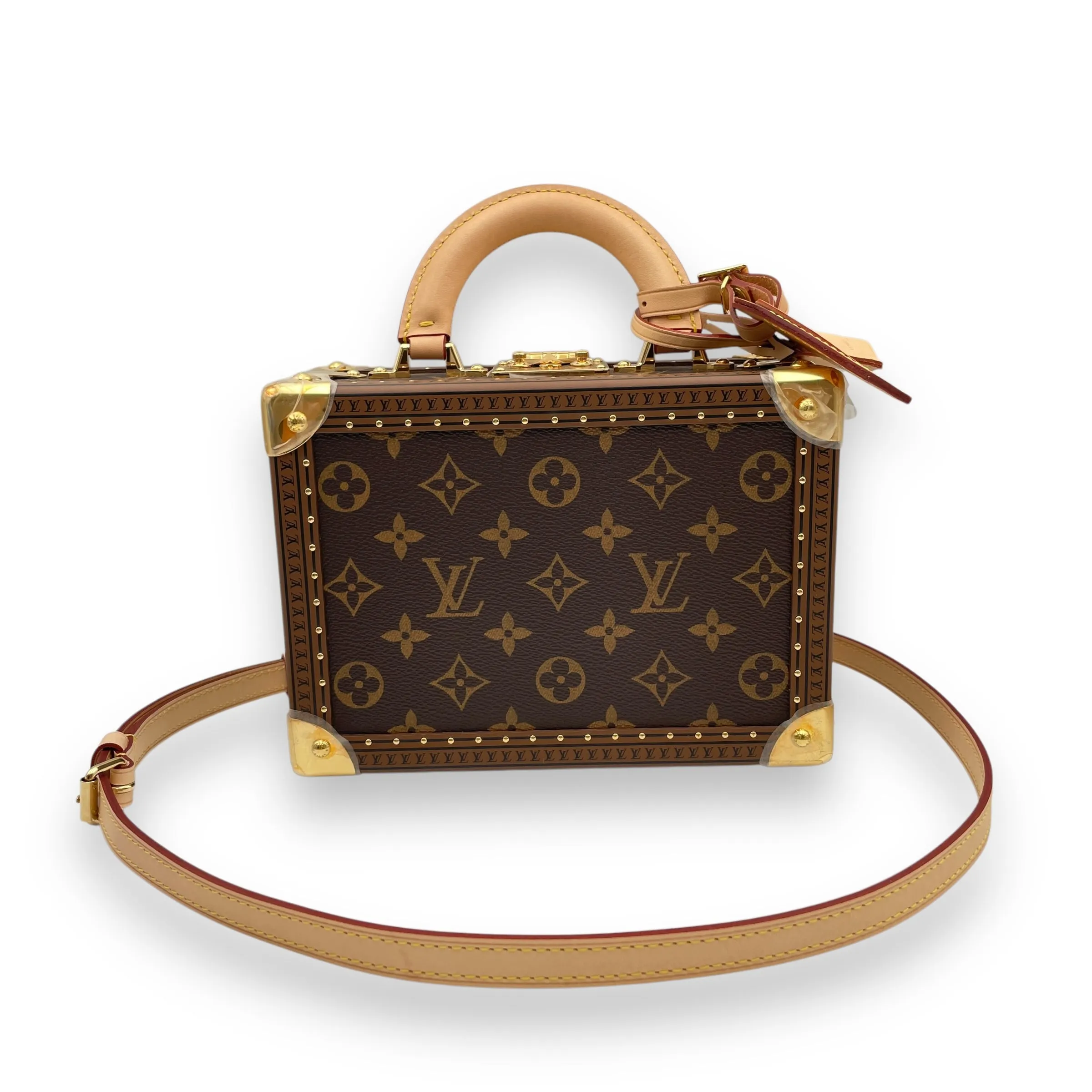 Petite Valise Monogram Crossbody Bag in Canvas, calf, Gold hardware