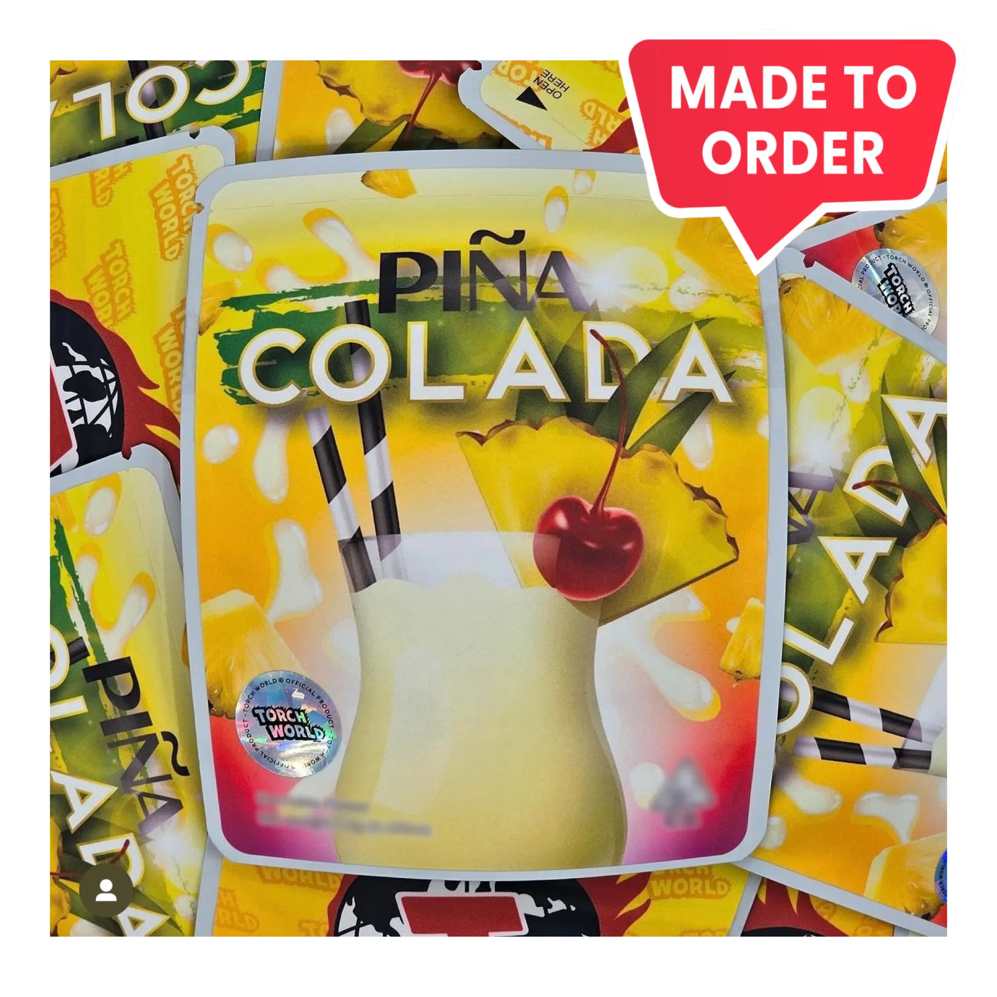 Pina Colada 3.5g Mylar Bags Sprinklez Torch World (made-to-order)