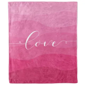 Pink Love Blanket with Ombre Waves
