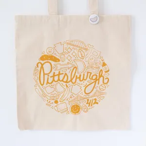 Pittsburgh tote bag, Pittsburgh icons gift, Pittsburgh Pennsylvania souvenir