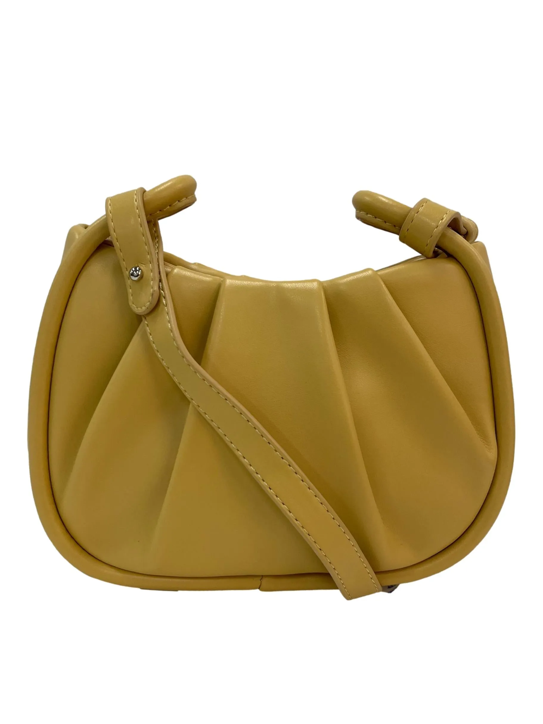 Pleated Detail Crossbody Bag - Yellow