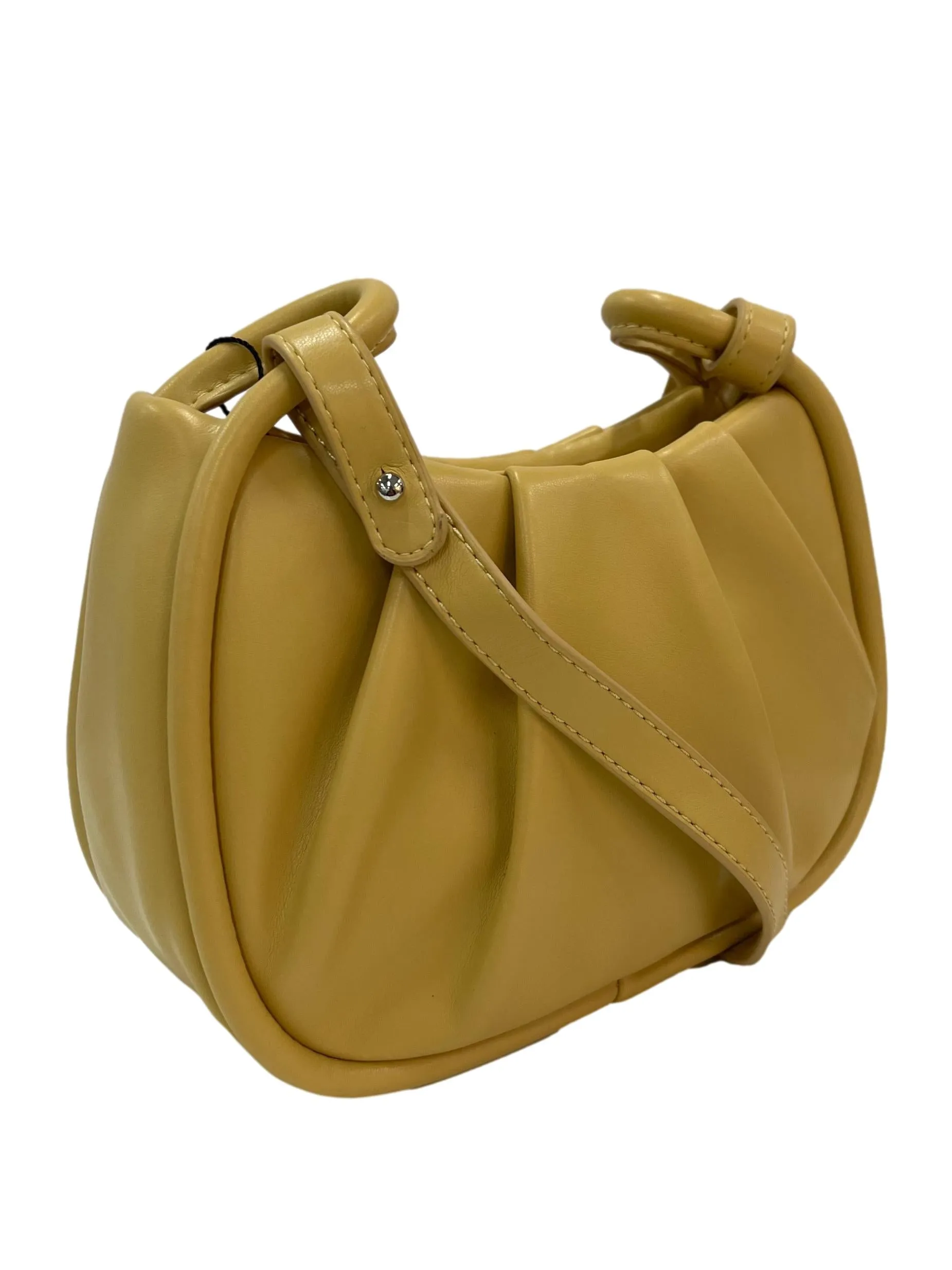 Pleated Detail Crossbody Bag - Yellow
