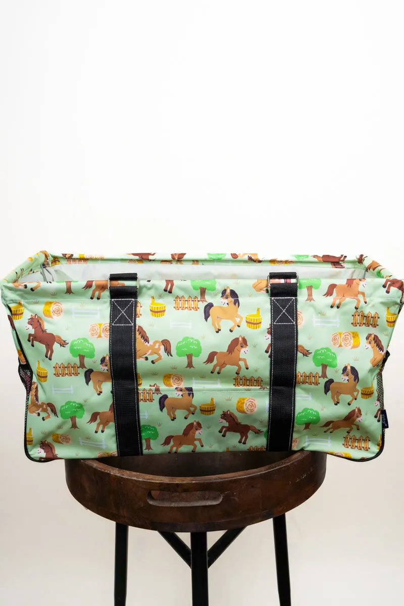 Pony Up Collapsible Haul-It-All Basket with Mesh Pockets