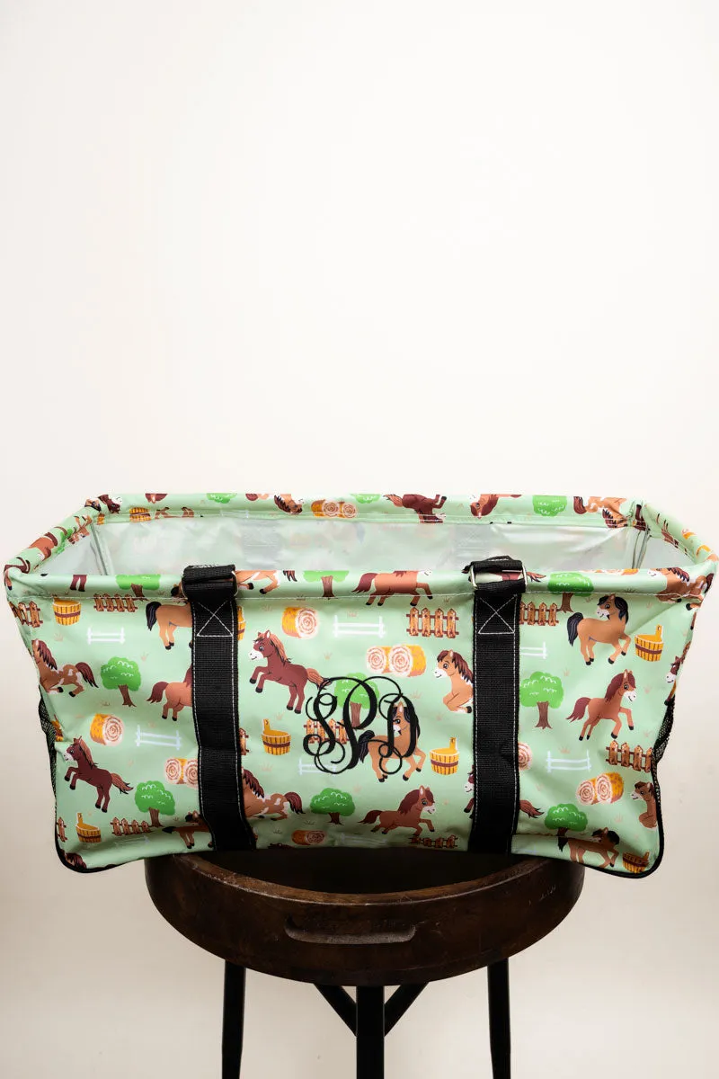 Pony Up Collapsible Haul-It-All Basket with Mesh Pockets