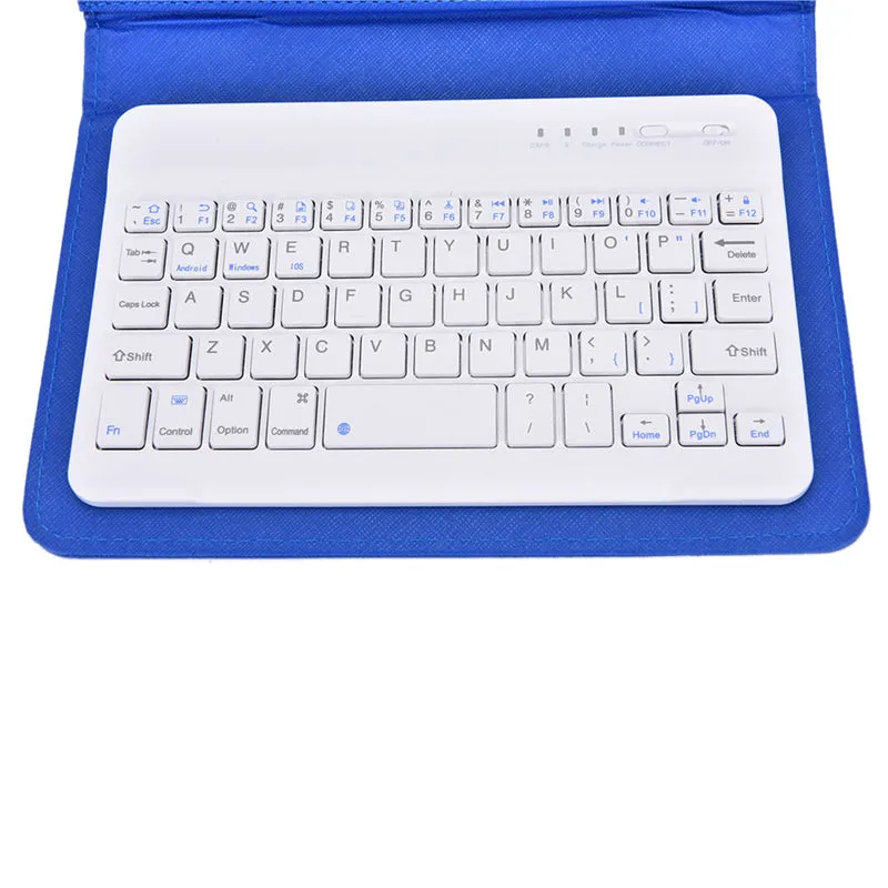 Portable PU Leather Wireless Keyboard Case for iPhone with Bluetooth Keyboard for 4.2-6.8 Inch Phones  Dark blue_Bluetooth keyboard   leather case