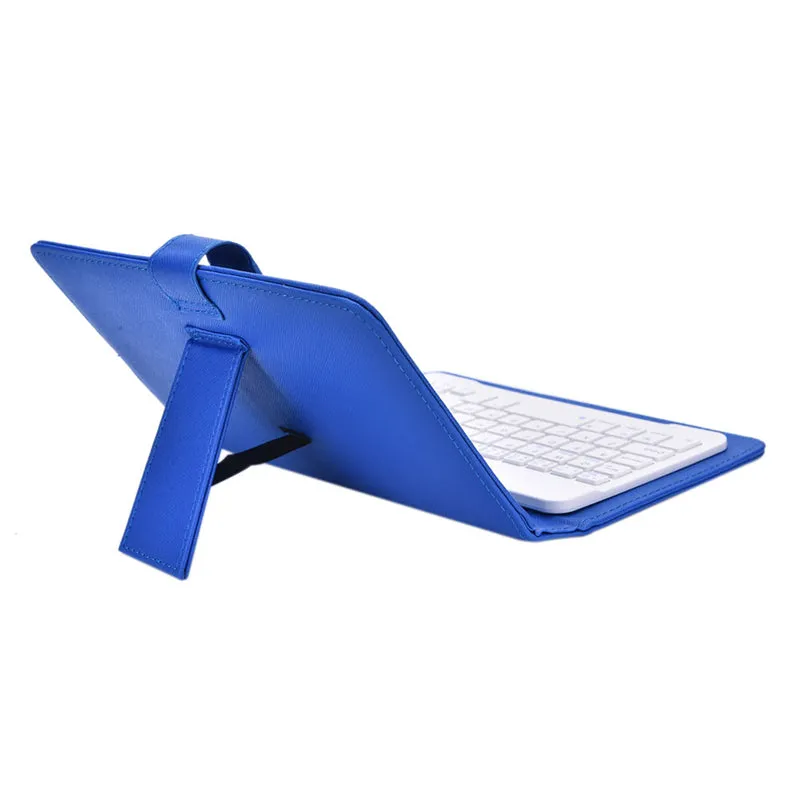 Portable PU Leather Wireless Keyboard Case for iPhone with Bluetooth Keyboard for 4.2-6.8 Inch Phones  Dark blue_Bluetooth keyboard   leather case