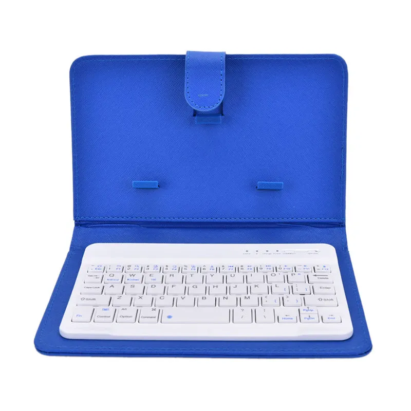 Portable PU Leather Wireless Keyboard Case for iPhone with Bluetooth Keyboard for 4.2-6.8 Inch Phones  Dark blue_Bluetooth keyboard   leather case