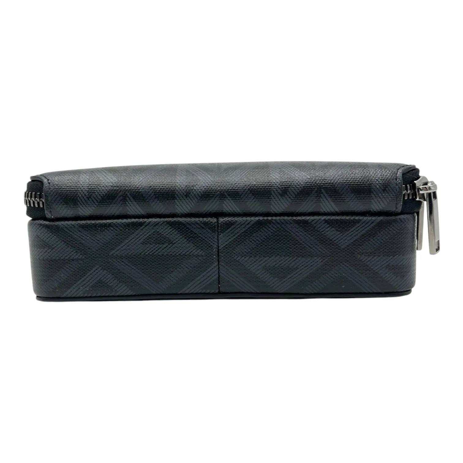 Pouch with strap Crossbody Bag Blue in Coated Canvas, Silver hardware