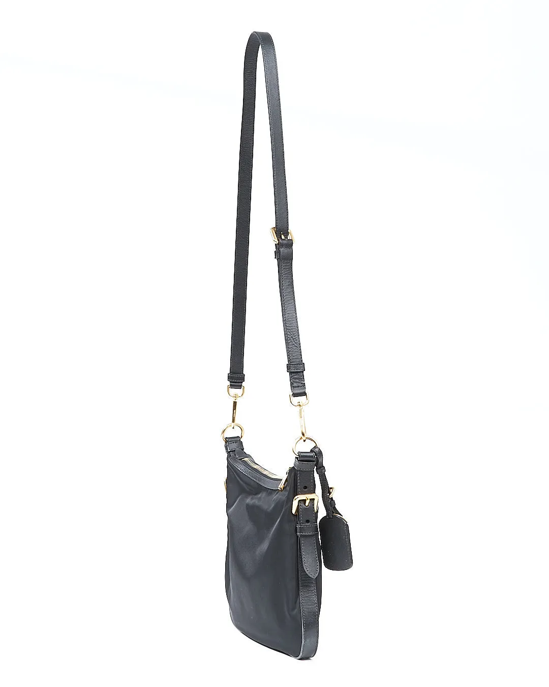 Prada Black Nylon Tessuto / Saffiano Trim Crossbody Bag