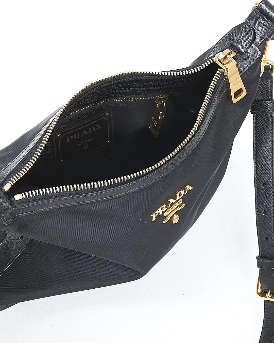 Prada Black Nylon Tessuto / Saffiano Trim Crossbody Bag