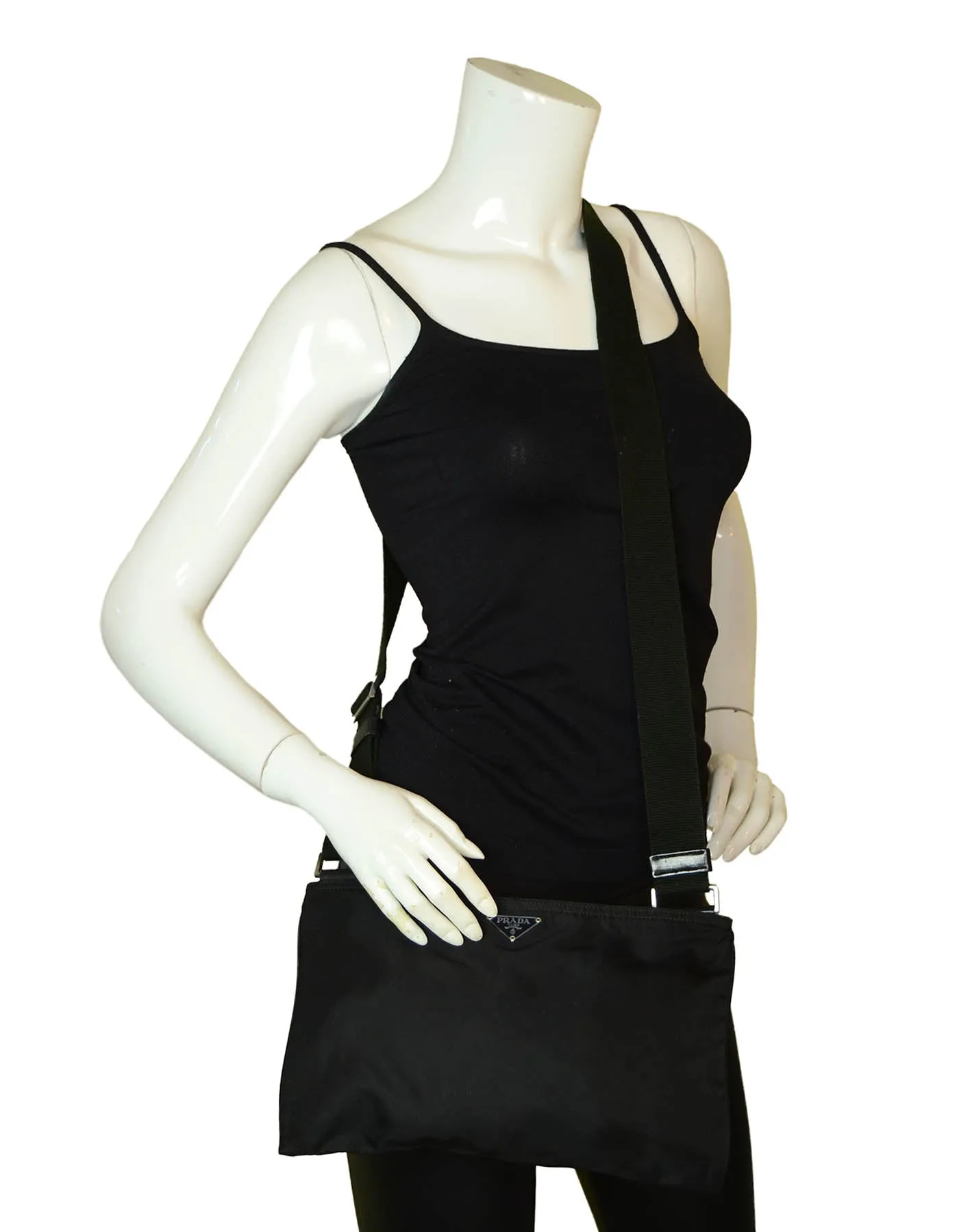 Prada Black Tessuto Nylon Flat Rectangular Crossbody Bag