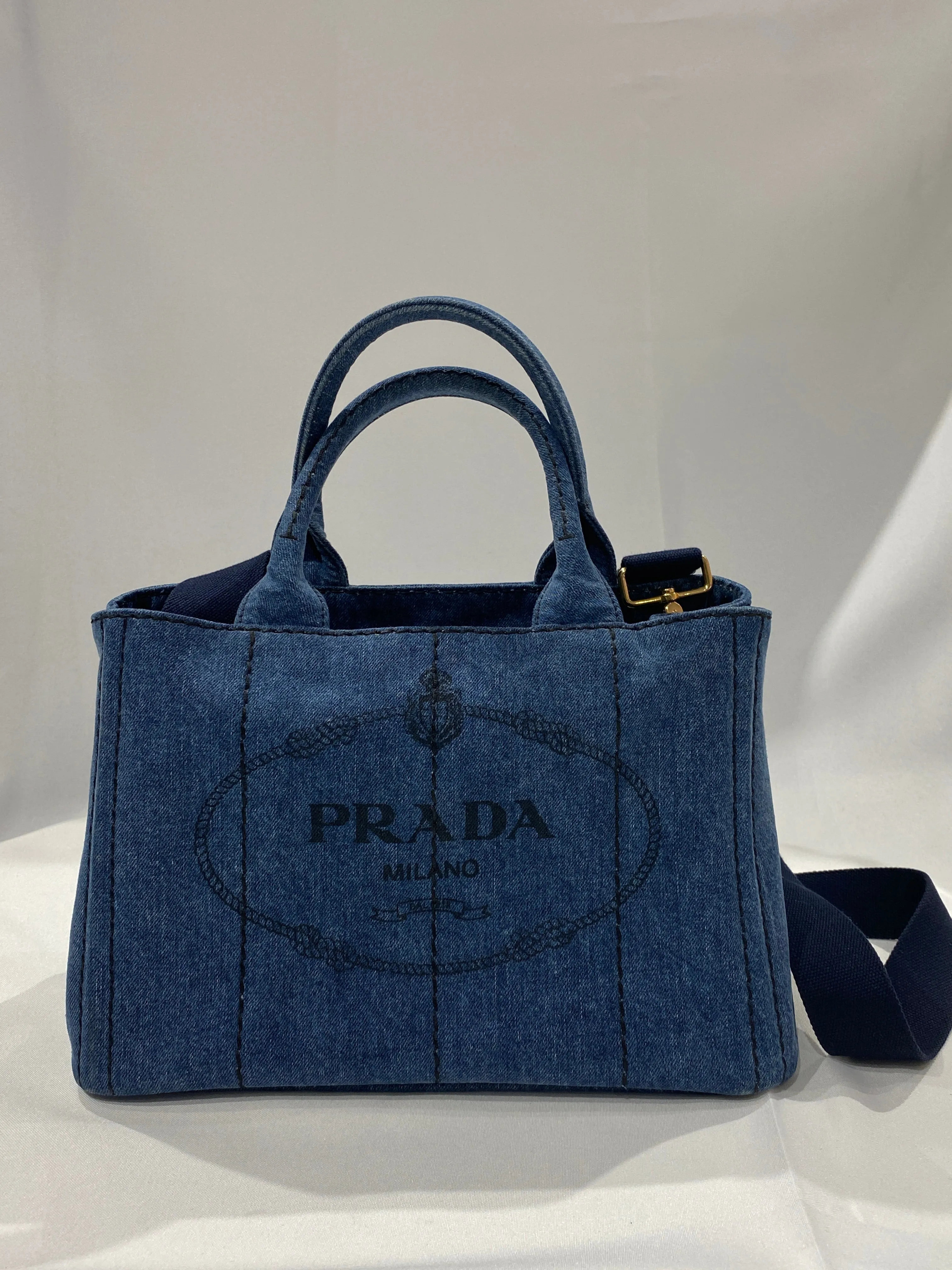 Prada Canapa Denim Mini Tote