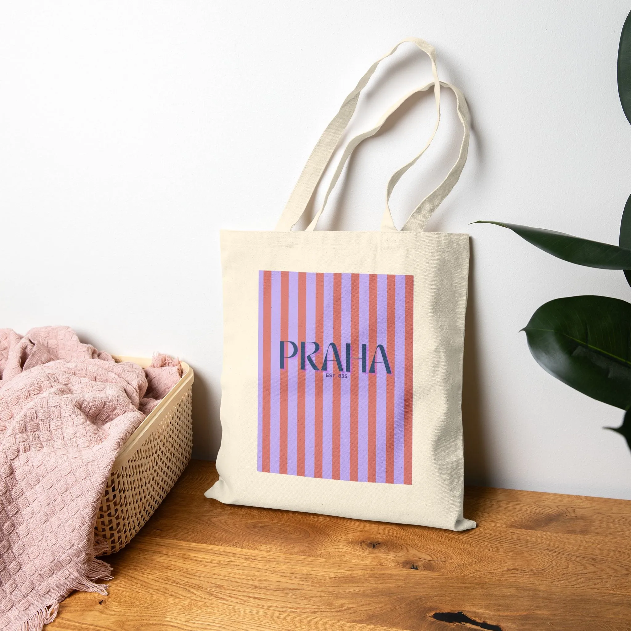 Preppy PRAGUE Cotton Canvas Tote Bag