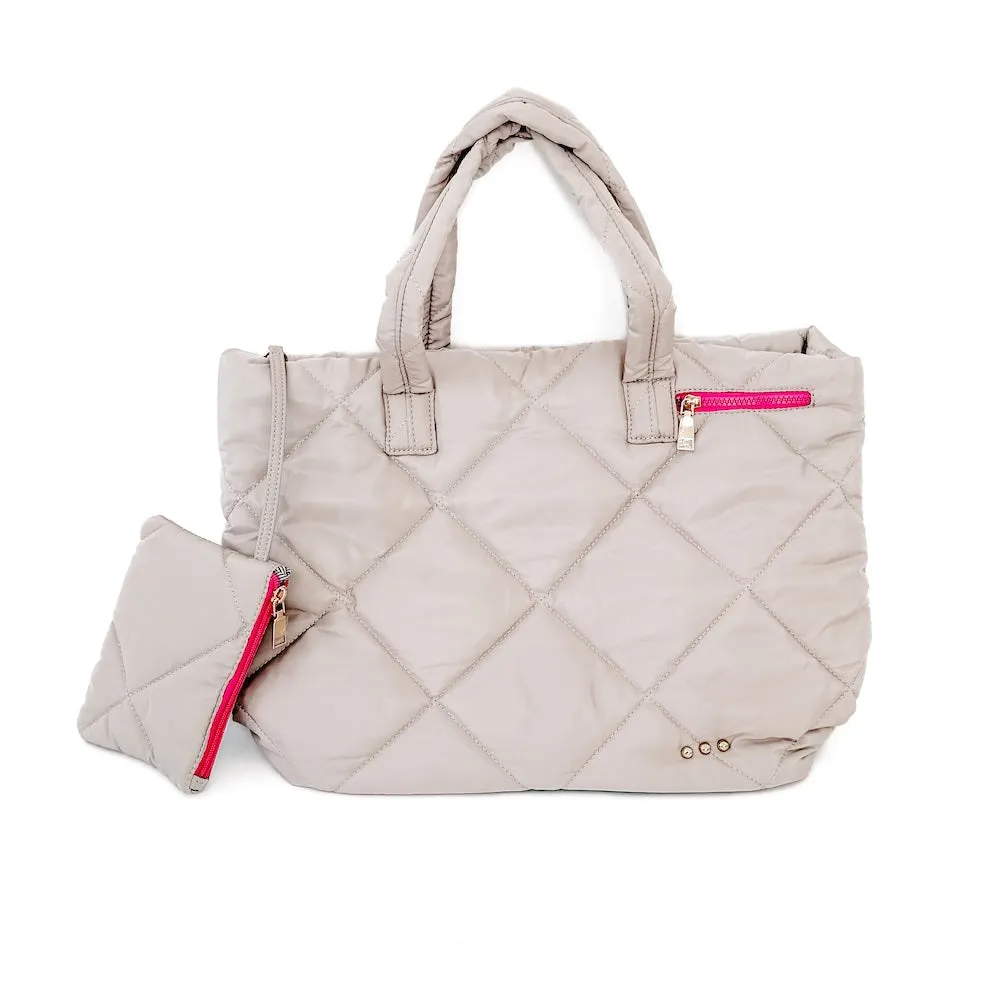 Presley Puffer Quilted Tote Bag With Pouch by Pretty Simple