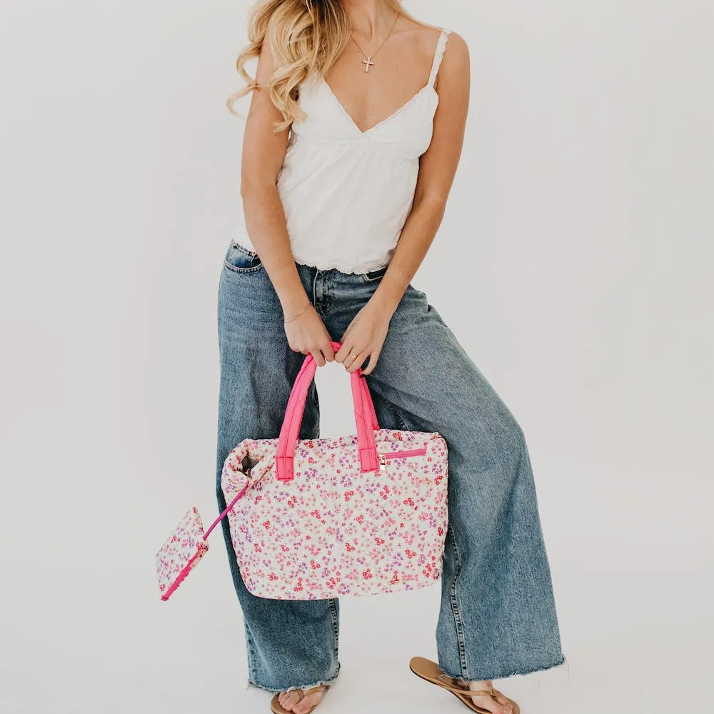 Presley Puffer Quilted Tote Bag With Pouch by Pretty Simple