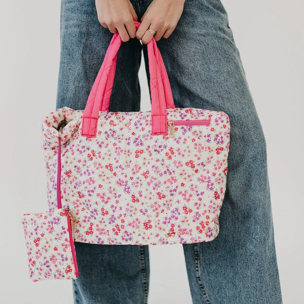 Presley Puffer Quilted Tote Bag With Pouch by Pretty Simple
