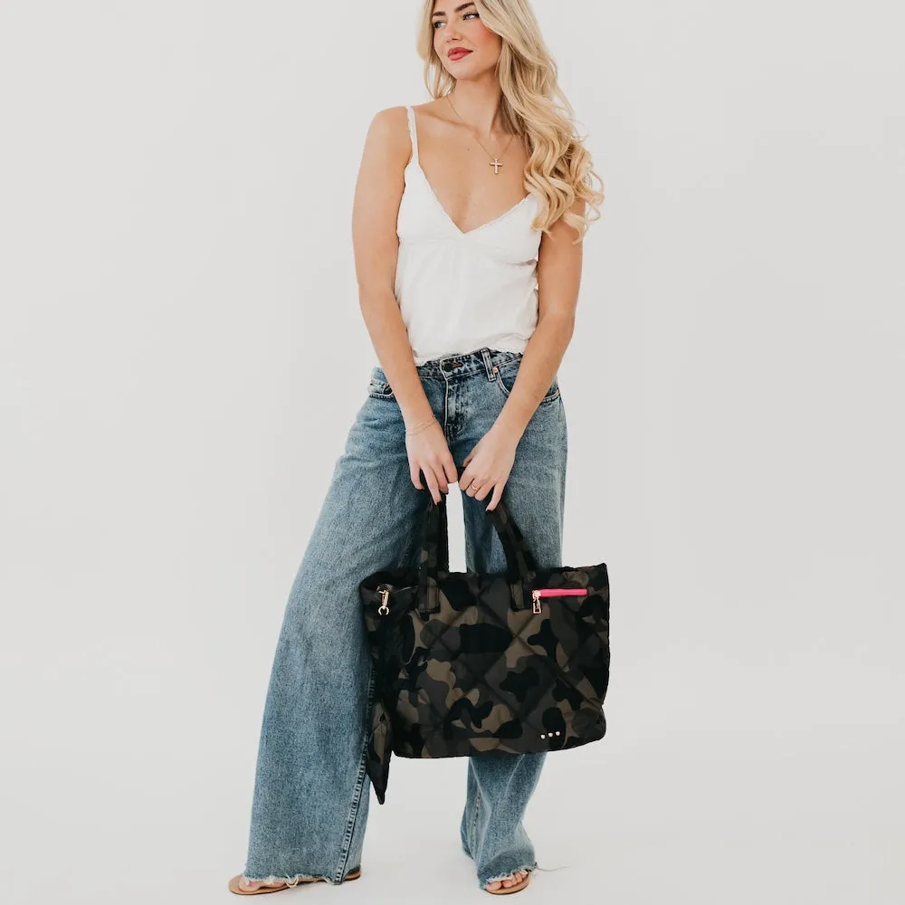 Presley Puffer Quilted Tote Bag With Pouch by Pretty Simple