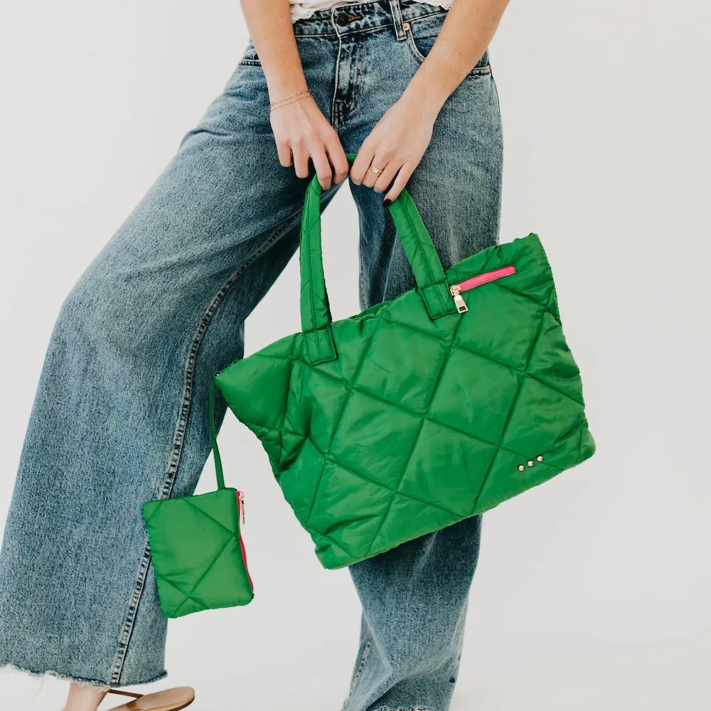 Presley Puffer Quilted Tote Bag With Pouch by Pretty Simple