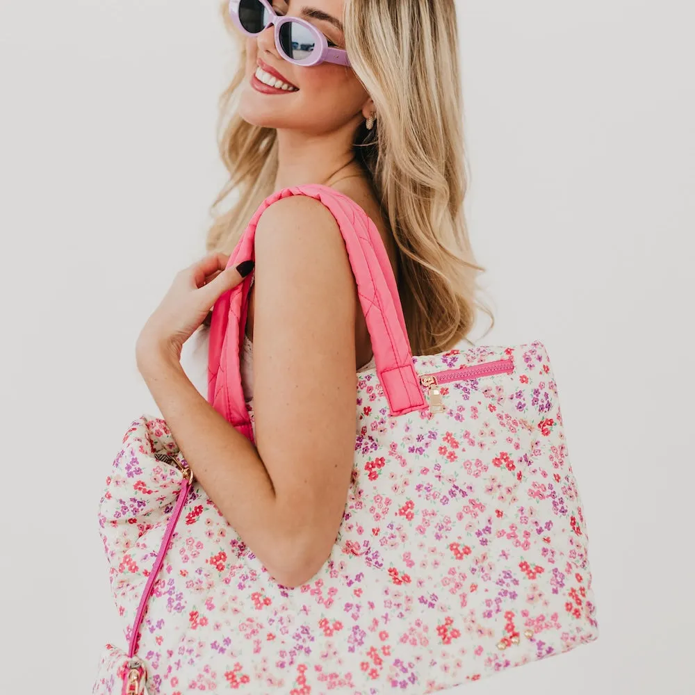 Presley Puffer Quilted Tote Bag With Pouch by Pretty Simple