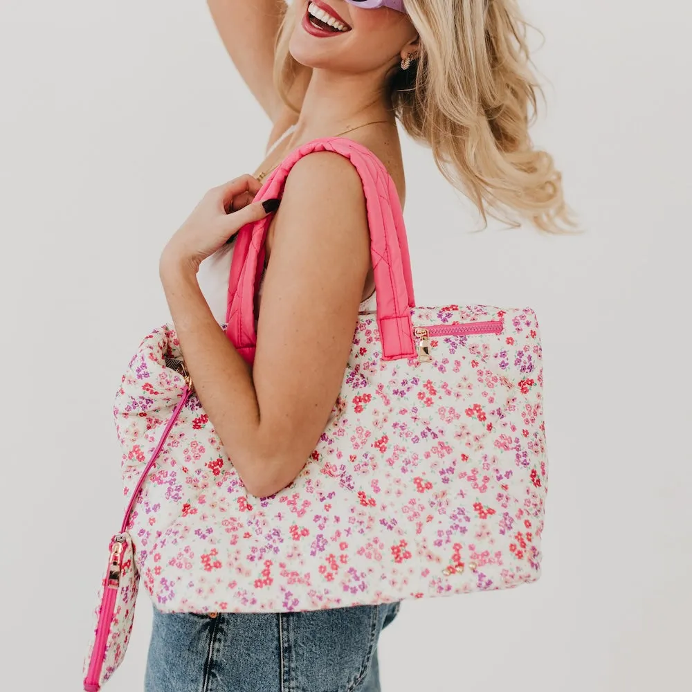 Presley Puffer Quilted Tote Bag With Pouch by Pretty Simple