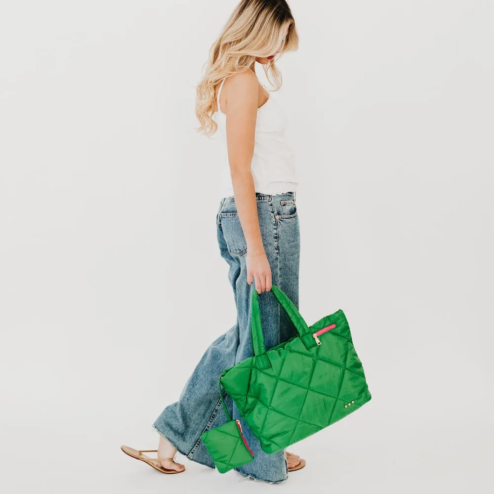 Presley Puffer Quilted Tote Bag With Pouch by Pretty Simple
