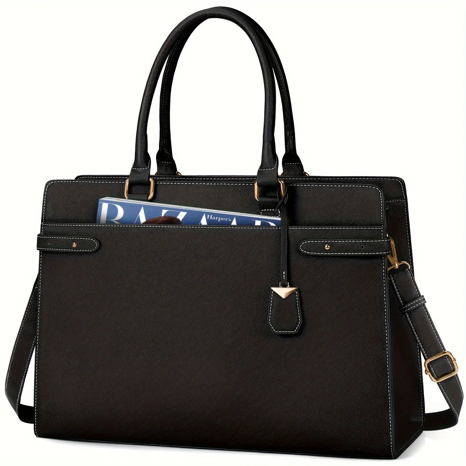 PU Leather Business Tote Bag Waterproof Laptop Storage Briefcase Shoulder Bag
