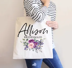 Purple Florals Bridal Party Totes