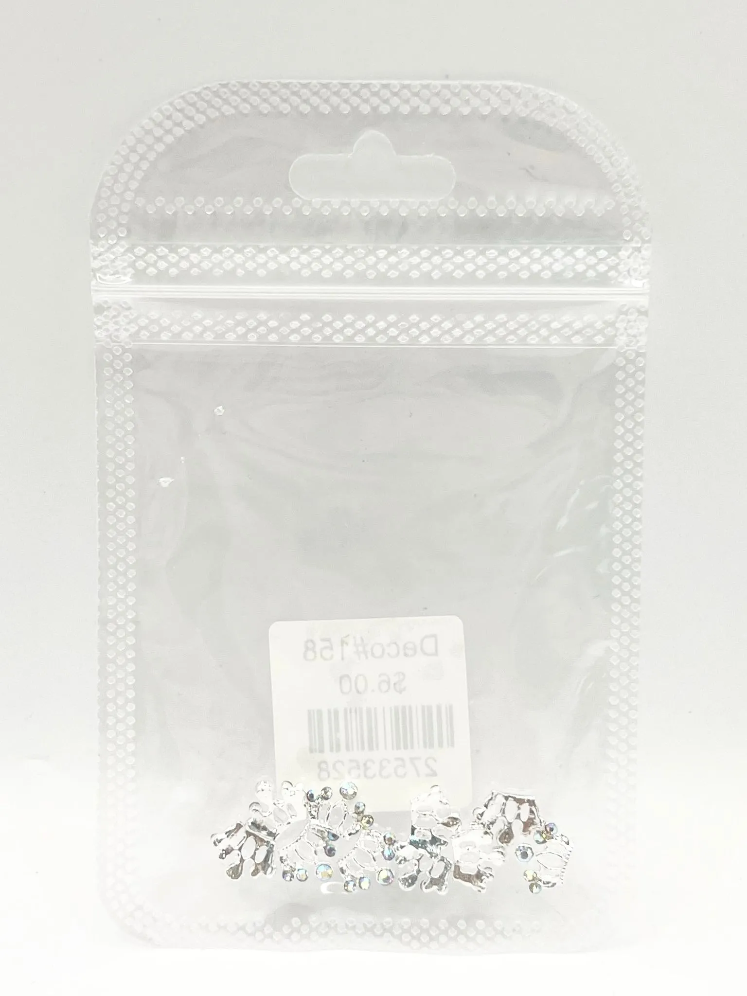 Queen - Nail Charms 10pc - #158 Silver Tiaras with Iridescent Stones