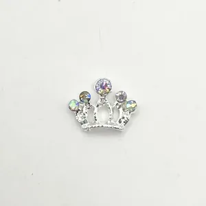 Queen - Nail Charms 10pc - #158 Silver Tiaras with Iridescent Stones