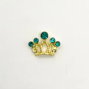 Queen - Nail Charms 10pc - #160 Gold Tiaras with Green Stones