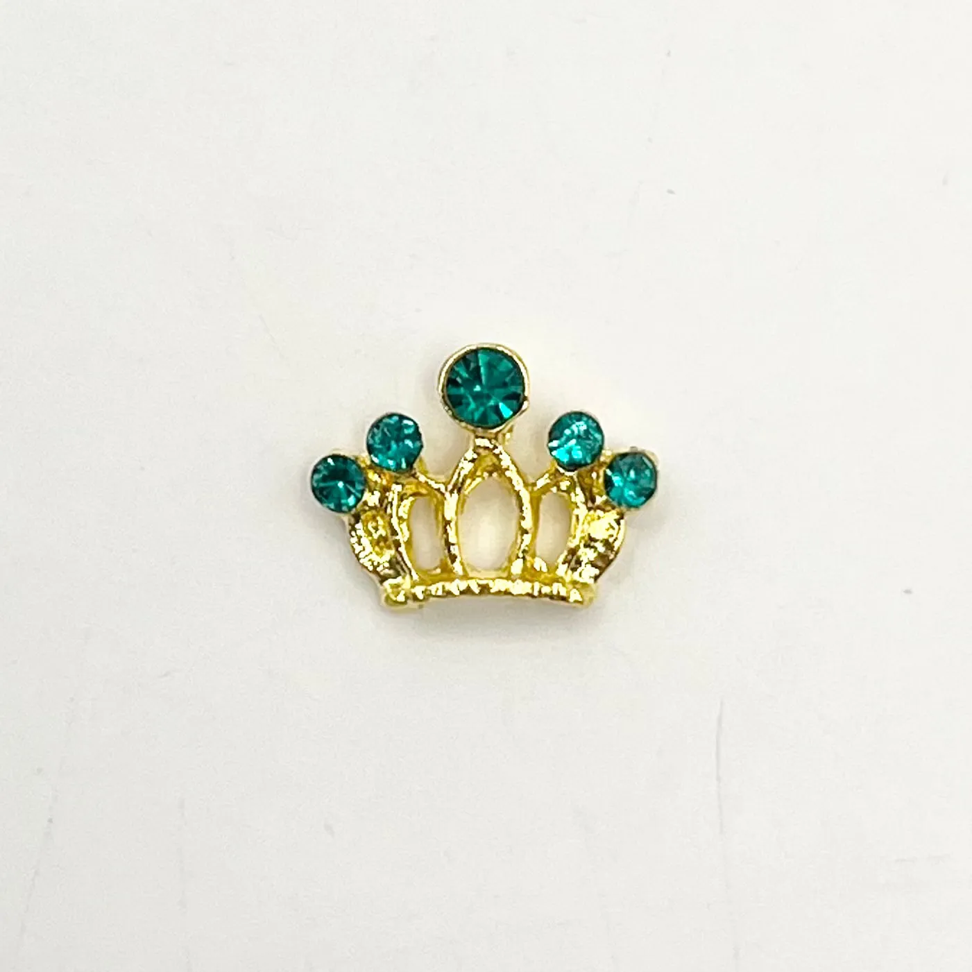 Queen - Nail Charms 10pc - #160 Gold Tiaras with Green Stones