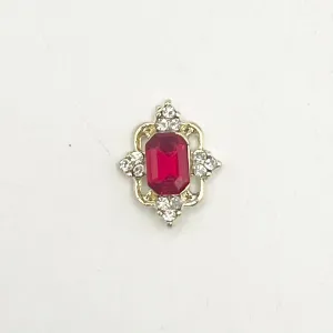 Queen - Nail Charms 10pc - #178 Gold Square Rubies with Arrow Crystals