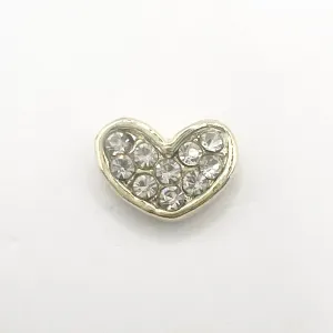 Queen - Nail Charms 10pc - #208 Gold Wide Hearts with Crystals