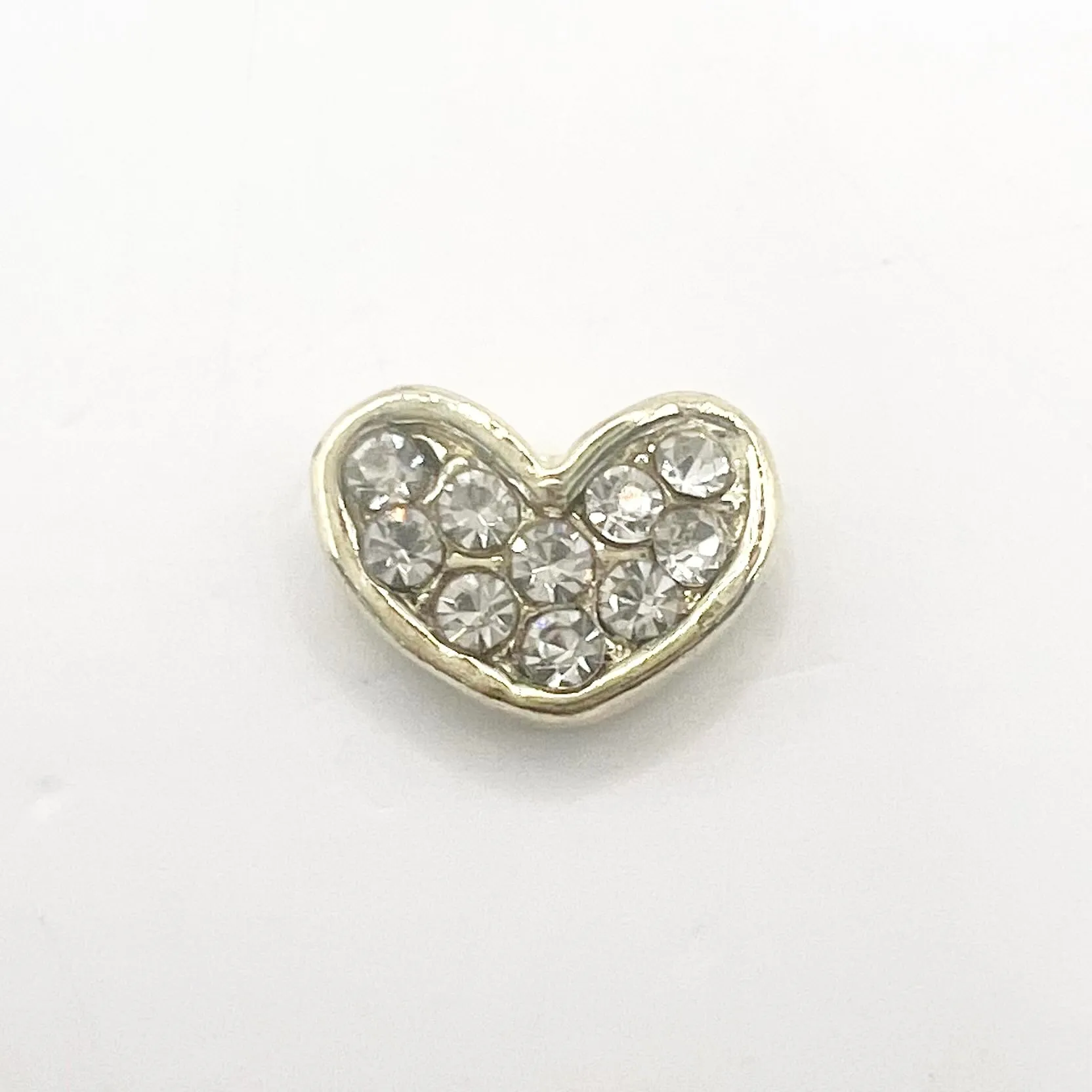 Queen - Nail Charms 10pc - #208 Gold Wide Hearts with Crystals