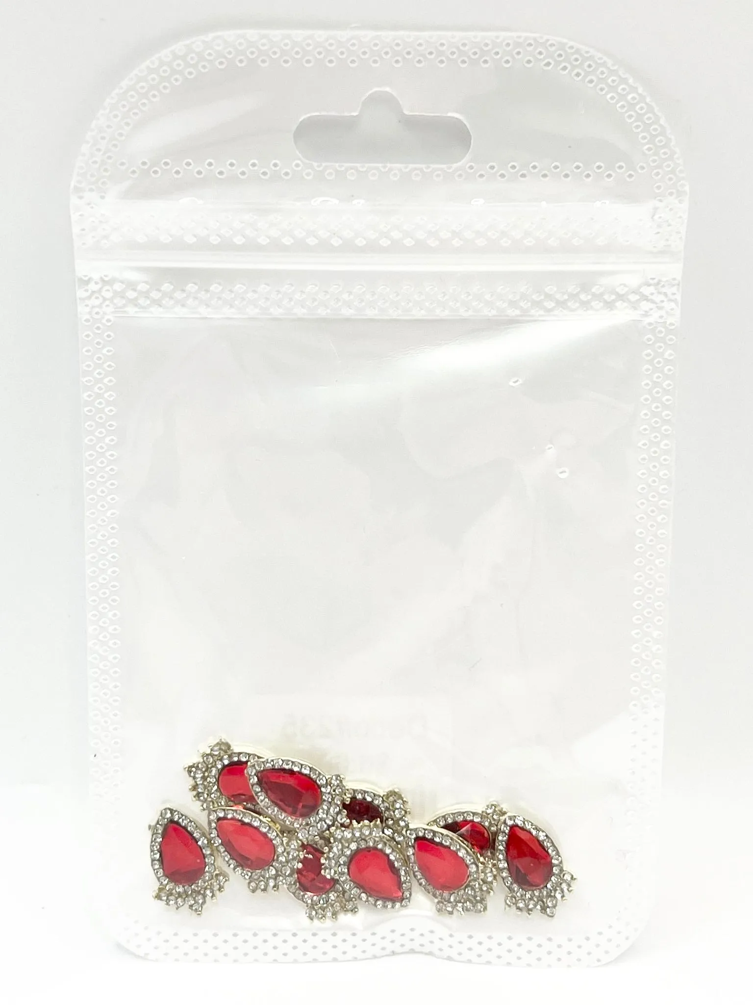 Queen - Nail Charms 10pc - #235 Gold Red-Shaped Strawberries with Crystals