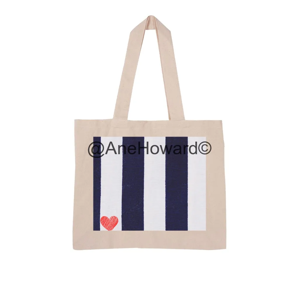 RED HEART & STRIPES Large Organic Tote Bag