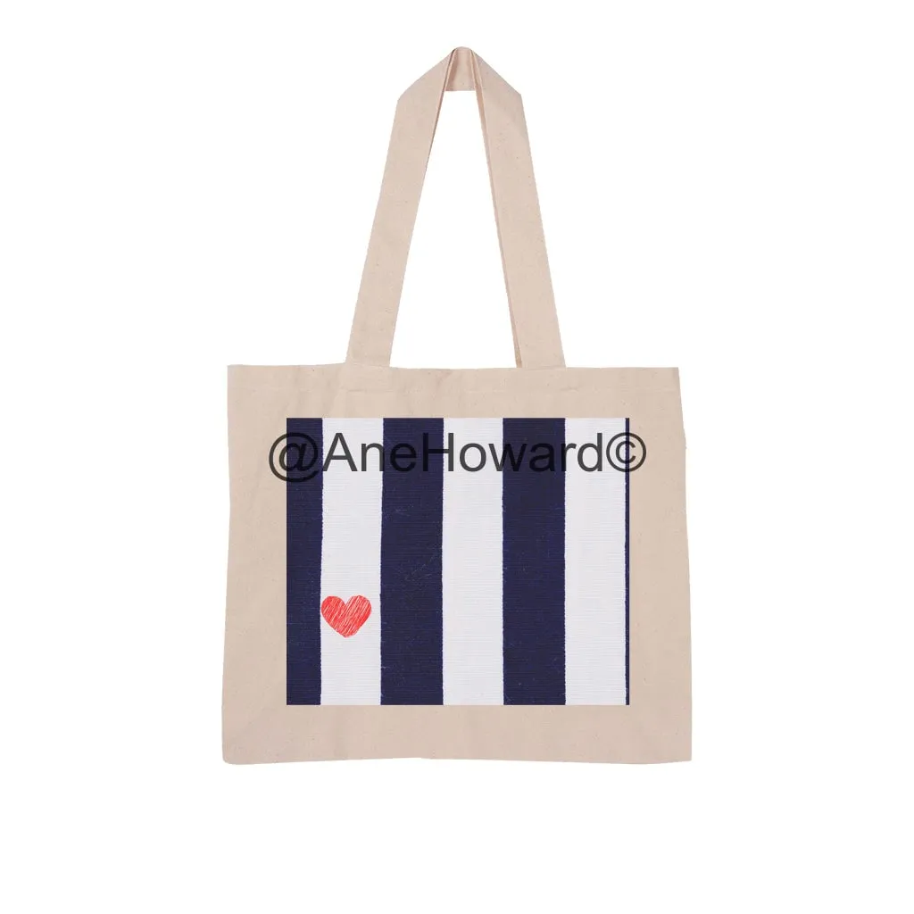 RED HEART & STRIPES Large Organic Tote Bag