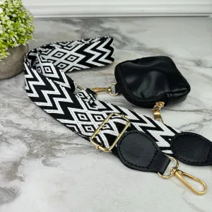 Replacement Strap   Pouch - Black & White Woven Chevron