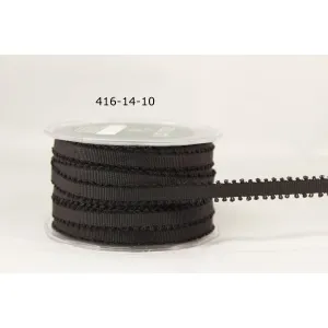 Ribbon - 1/4 Inch Grosgrain Ribbon with Picot Edge - Black