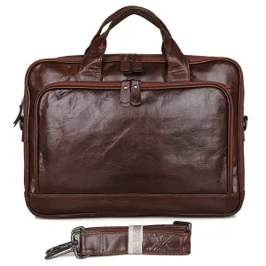 Rockcow Handcrafted Top Grain Leather Briefcase Men's Business Laptop Messenger Bag Classic Shoulder Bags 7005Q