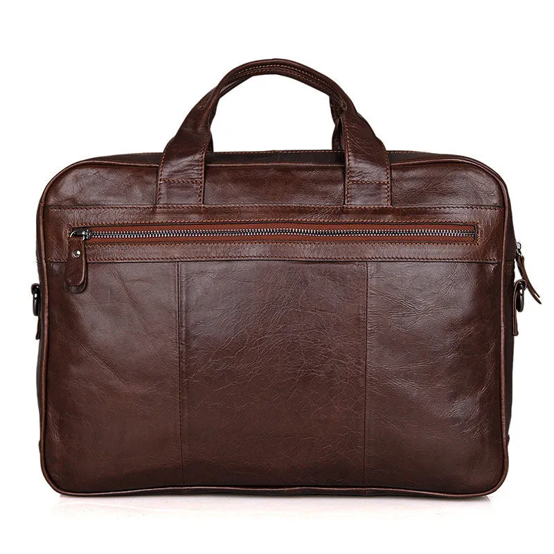 Rockcow Handcrafted Top Grain Leather Briefcase Men's Business Laptop Messenger Bag Classic Shoulder Bags 7005Q