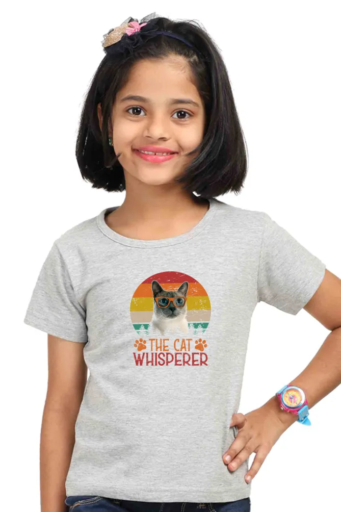 Round Neck T-Shirt (Girls) - The Cat Whisperer (2 Colours)