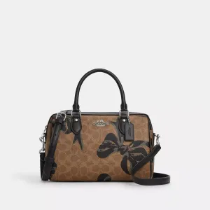 Rowan Satchel Bag In Signature Canvas With Bow Print