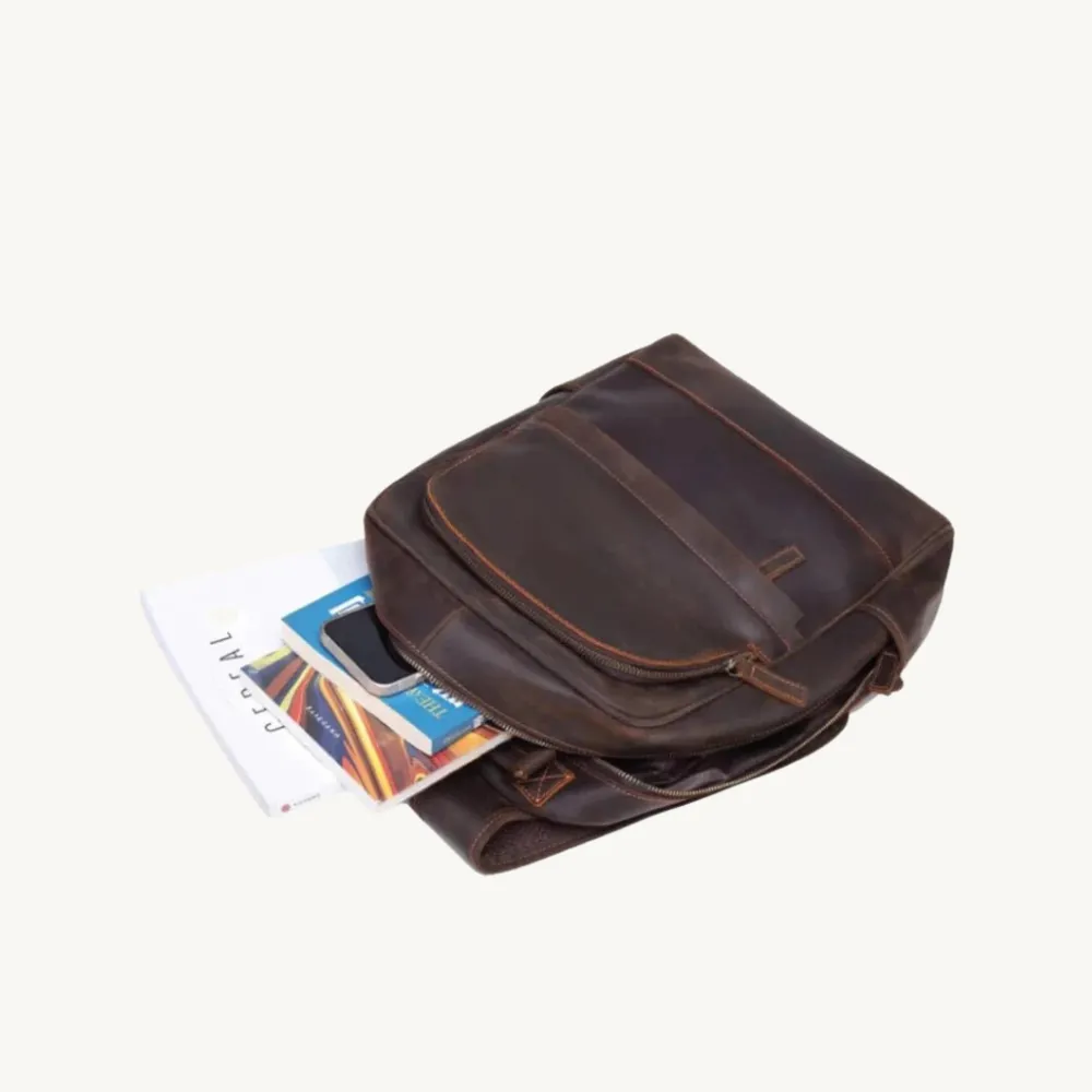 Rustic Brown Leather Business Leather Backpack