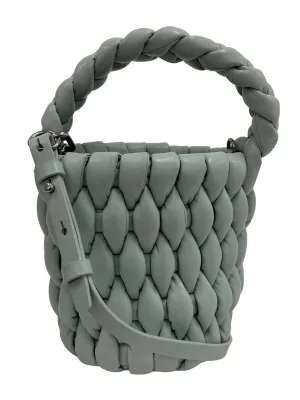 Sage Green Bia Woven Bucket Bag