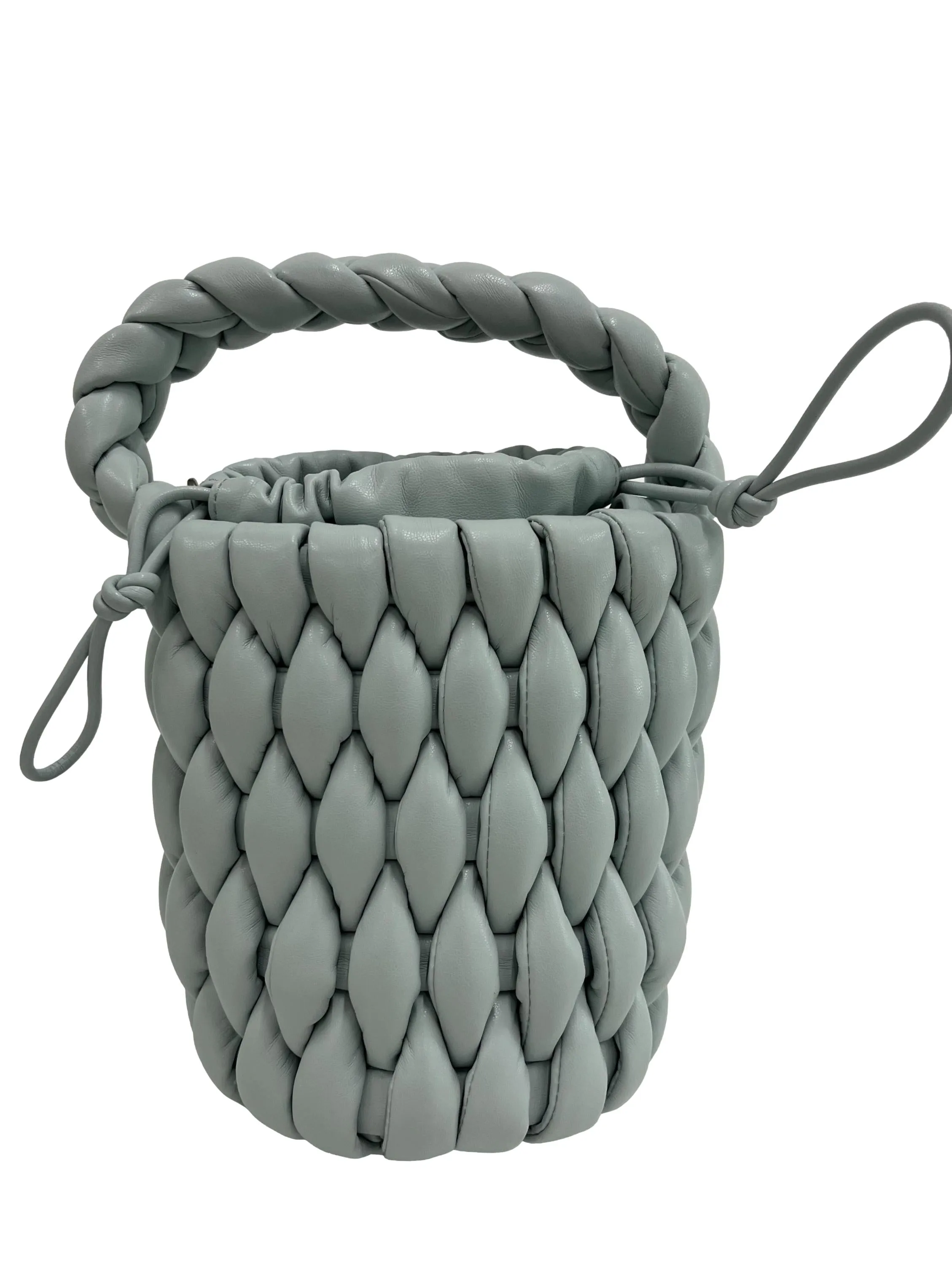 Sage Green Bia Woven Bucket Bag