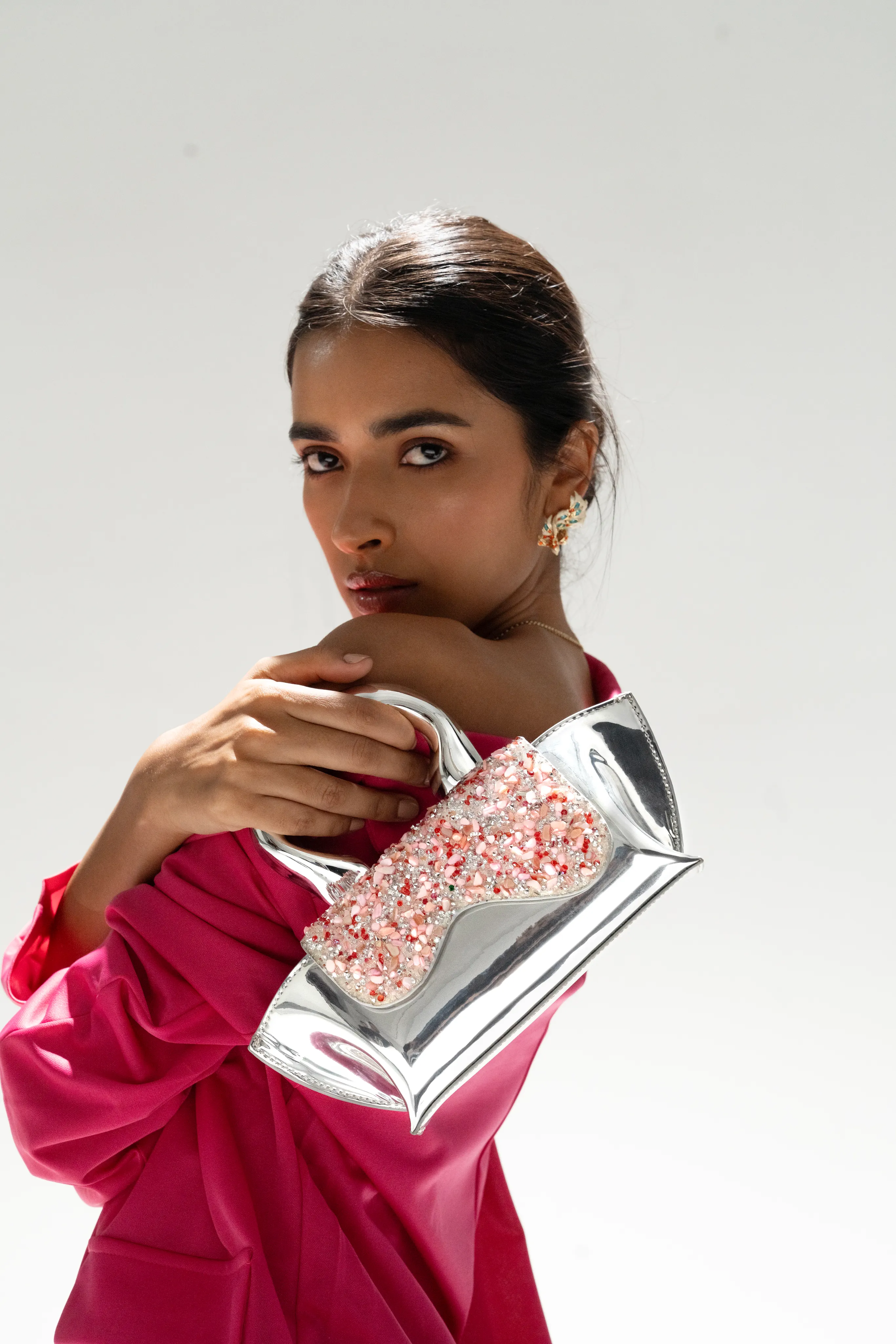 Sahi London - Silver Pink Handbag BGZBM212-SLV-PNK
